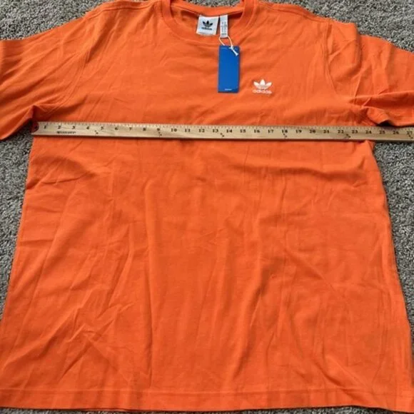 adidas Men's Trefoil Essentials Short Sleeve T-Shirt Orange Pull Over Size XL - Picture 6 of 10